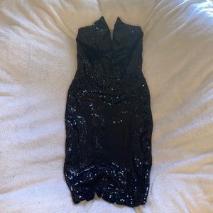 Zara Basics | Black Sequin Strapless Dress NWOT